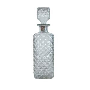 Vintage Cut‎ Glass Liquor Decanter | Diamond Clear Glass Bottle | Barware Decor